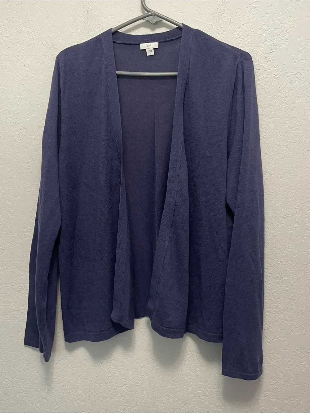 J. Jill Cardigan Sweater Womens Large Periwinkle Blue Open Front Long Sleeve